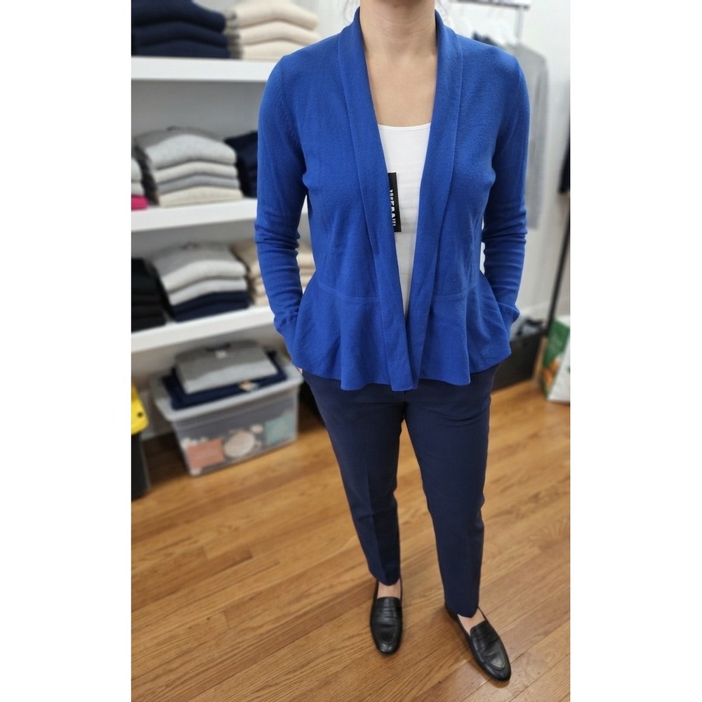 White House Black Market LS Peplum Cardigan Cobalt Blue XS 570388246 NWT